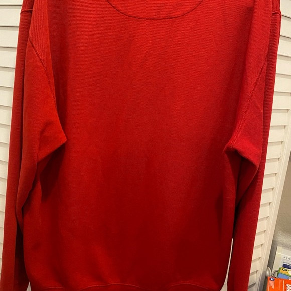 ORVIS Men’s 100% Pima Cotton “1/4 Zip Shirt” Size L Red/Cream LongSleeves EUC - Picture 2 of 6